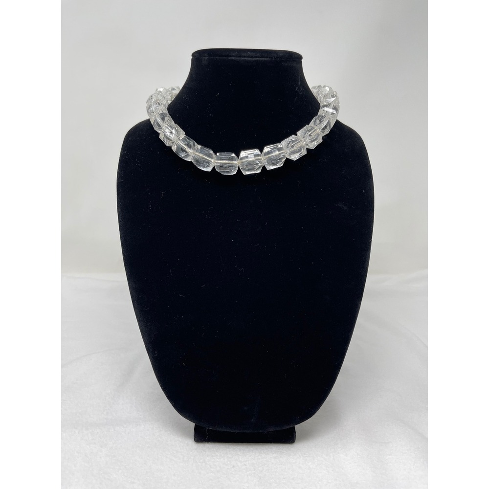 Unbranded Womens Chunky Faceted Bead Necklace OS Clear Crystal Glass Statement